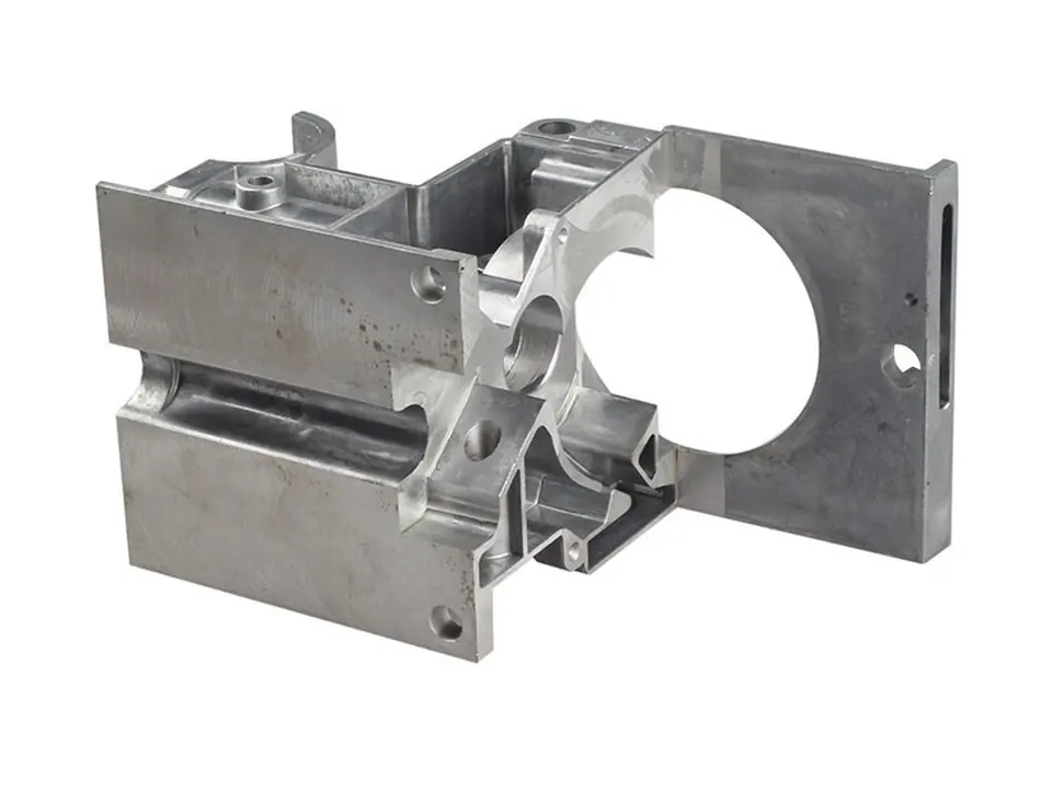 Aluminium block machined on several faces